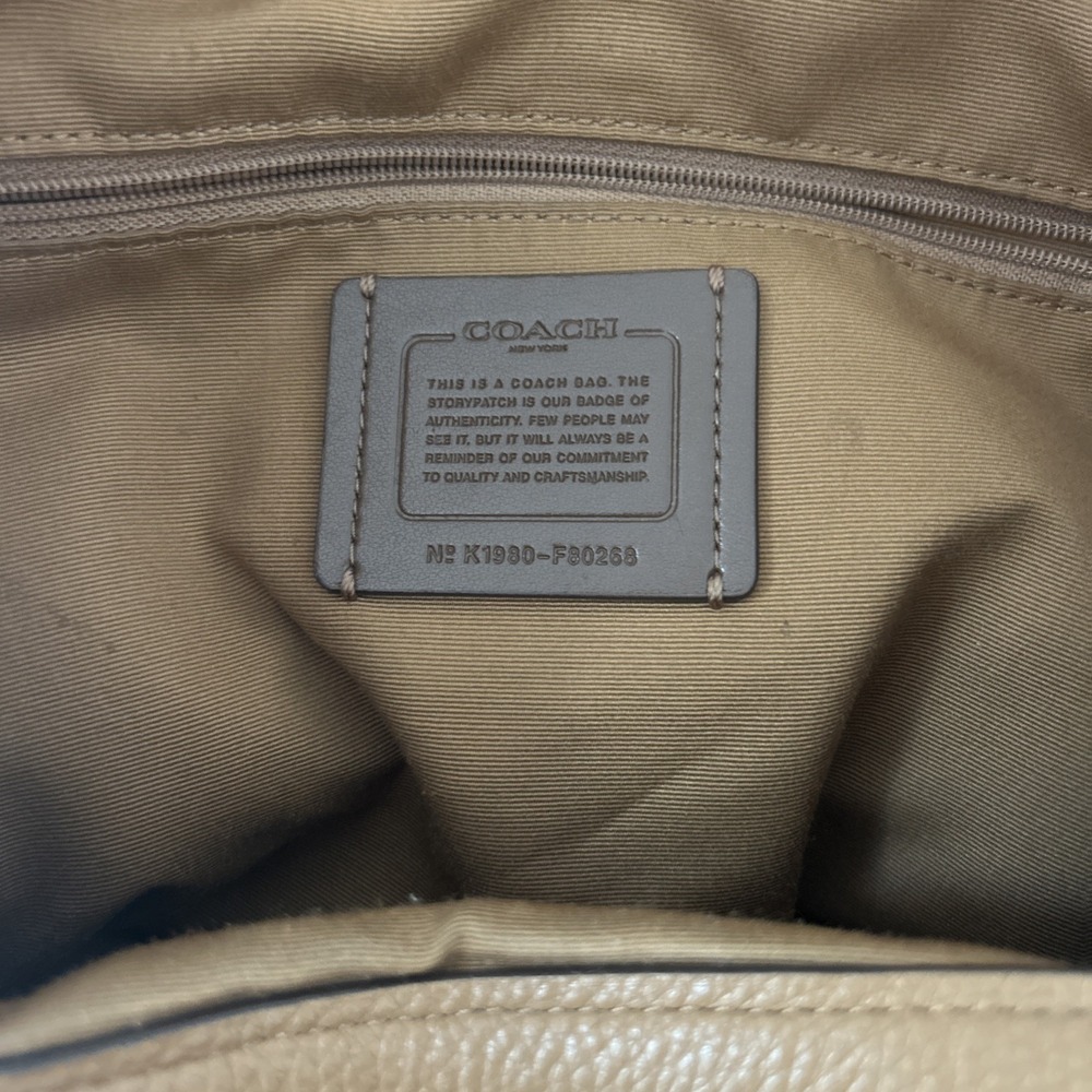 Coach Madison Maggie Leather Hobo Shoulder Pebbled Bag in Camel - Picture 6 of 12